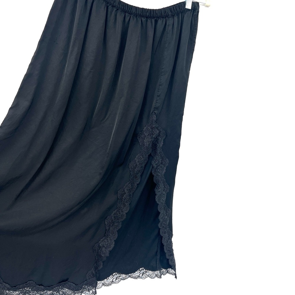 Aerie black satin lace slip skirt whimsigoth lingerie style goth grunge indie L